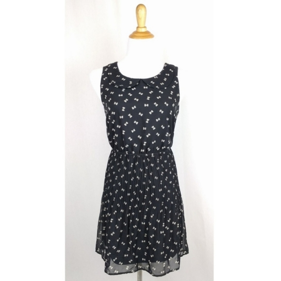 As U Wish Novelty Bow Print Micro Pleat Dress S - Picture 4 of 8